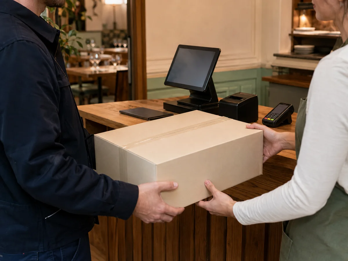 Das vollständige POSLAB Kassensystem wird in ein Restaurant geliefert